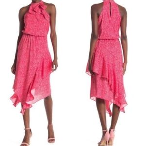 Parker High Neck Asymmetrical Midi Dress